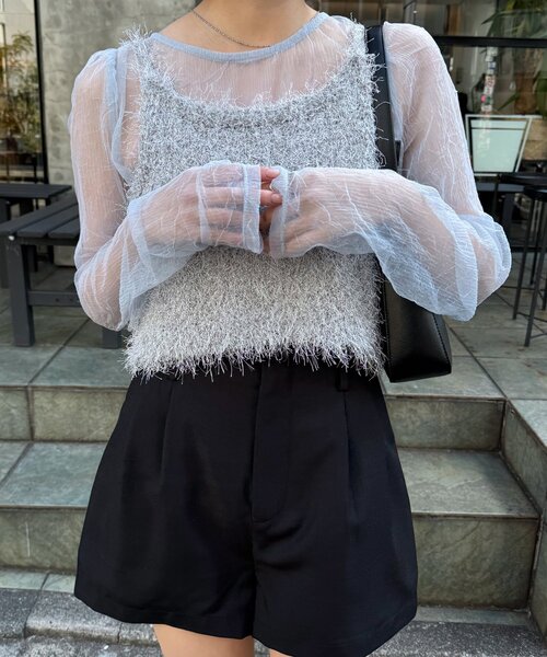 mline（エムライン）の「[mline]ラメビスチェSET楊柳ブラウス（シャツ/ブラウス・レディース・アイボリー/ブラック/ピンク/ブルー・FREE）」の16枚目の写真