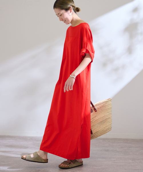 ≪一部店舗+WEB限定追加≫コットンジャージーマキシワンピース