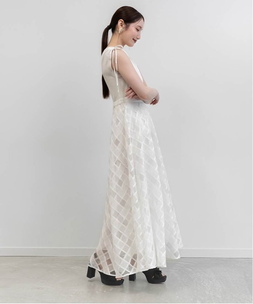 RANDA（ランダ）の「ニットドッキングチェックワンピース（ワンピース・レディース・ブルー/ホワイト/ブラック・1/0）」の12枚目の写真