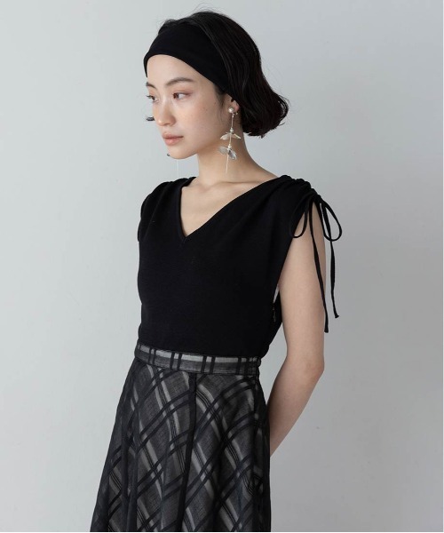 RANDA（ランダ）の「ニットドッキングチェックワンピース（ワンピース・レディース・ブルー/ホワイト/ブラック・1/0）」の15枚目の写真