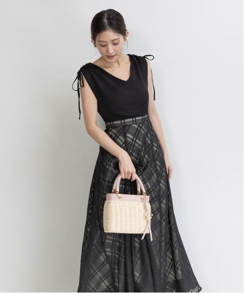 RANDA（ランダ）の「ニットドッキングチェックワンピース（ワンピース・レディース・ブルー/ホワイト/ブラック・1/0）」の16枚目の写真