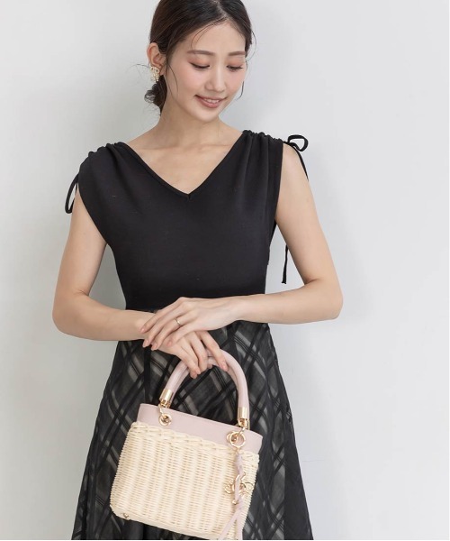 RANDA（ランダ）の「ニットドッキングチェックワンピース（ワンピース・レディース・ブルー/ホワイト/ブラック・1/0）」の17枚目の写真