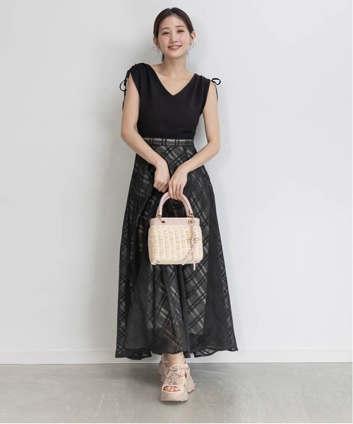 RANDA（ランダ）の「ニットドッキングチェックワンピース（ワンピース・レディース・ブルー/ホワイト/ブラック・1/0）」の22枚目の写真