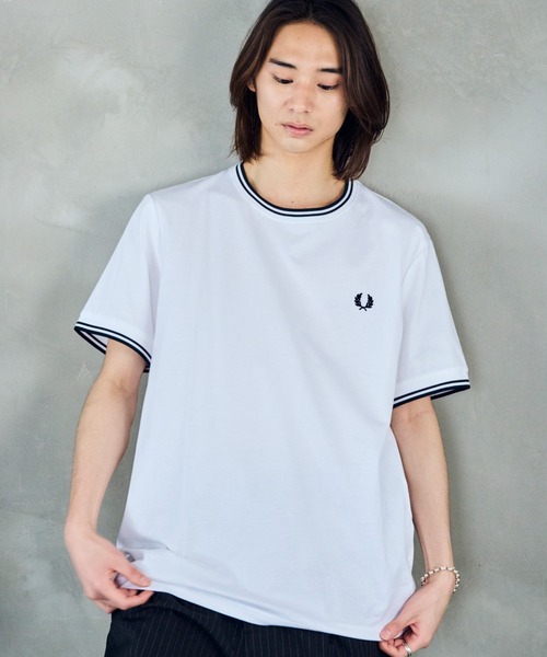 Tシャツ・カットソー FRED PERRY SS25 DOUBLE STRIPE T-SHIRT (FP M1588 54 Y58) SALE】フレッドペリー FRED PERRY ツイン ティップド Tシャツ
