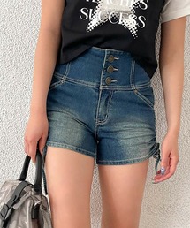 《3ボタン×ドロスト》レディース ストレッチ ショートパンツ 美脚 春夏秋