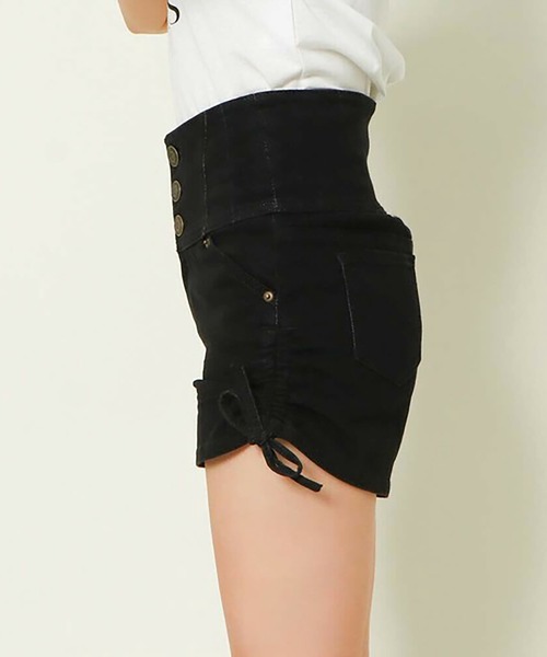 GORGE(ゴージ)の「《3ボタン×ドロスト》レディース ストレッチ ショートパンツ 美脚 春夏秋(その他パンツ・レディース・ブラック/ブルー・S/M)」の4枚目の写真