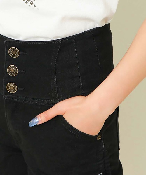 GORGE(ゴージ)の「《3ボタン×ドロスト》レディース ストレッチ ショートパンツ 美脚 春夏秋(その他パンツ・レディース・ブラック/ブルー・S/M)」の6枚目の写真