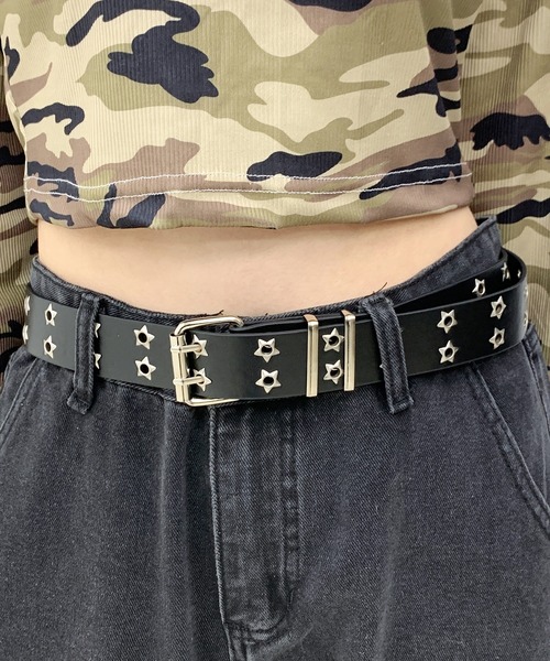 lilful（リルフル）の「スターアイレットスタッズベルト（ベルト・レディース・ブラウン/ホワイト/ダークブラウン/ブラック・F）」の2枚目の写真