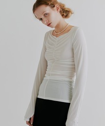 kiehtova | 【kiehtova】MOIST GATHER LONG TEE/モイスト ギャザー ロング ティー(Tシャツ/カットソー)