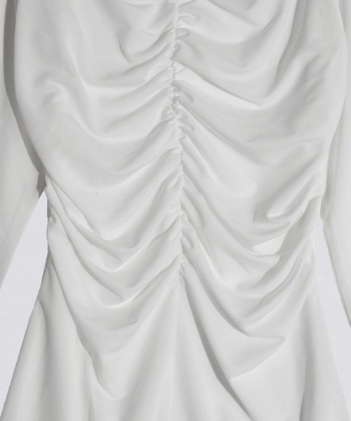 kiehtova（キエトヴァ）の「【kiehtova】MOIST GATHER LONG TEE/モイスト ギャザー ロング ティー（Tシャツ/カットソー・レディース・ホワイト/ブラック・FREE）」の8枚目の写真