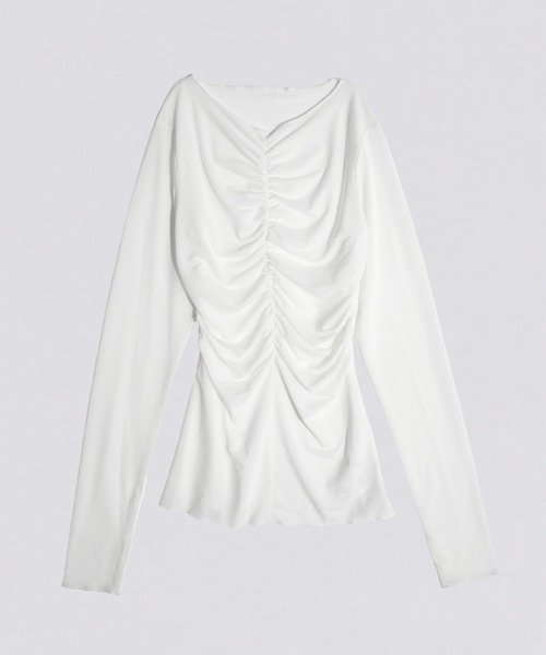 kiehtova（キエトヴァ）の「【kiehtova】MOIST GATHER LONG TEE/モイスト ギャザー ロング ティー（Tシャツ/カットソー・レディース・ホワイト/ブラック・FREE）」の10枚目の写真