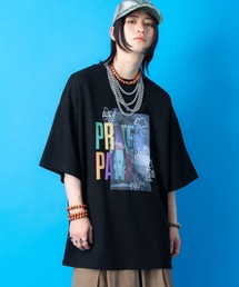 a.p.o.v. カラフルロゴレイヤーフォトプリントオーバーサイズTシャツ