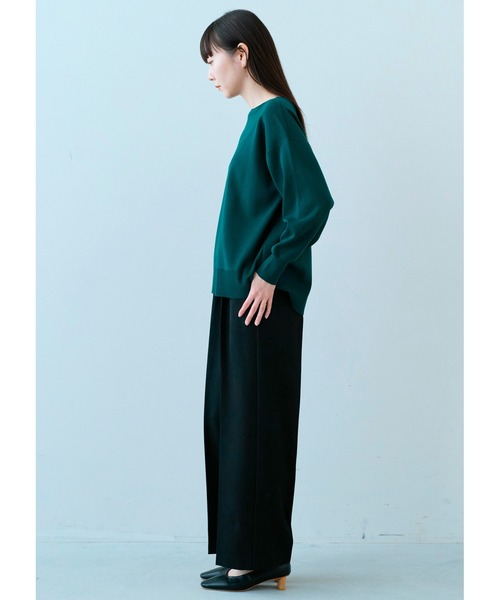 IEDIT(イディット)の「IEDIT 花粉リリース&UVカットがうれしい シルエットがきれいな上品シンプルニット(ニット/セーター・レディース・グリーン/ダークブラウン・LL/3L/M/L/S/4L)」の6枚目の写真