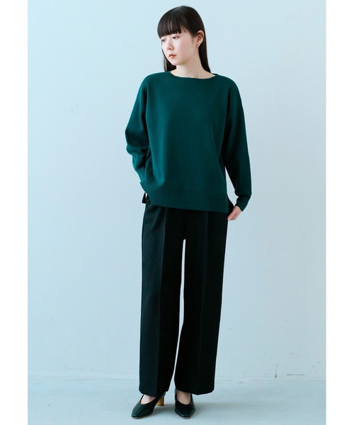IEDIT(イディット)の「IEDIT 花粉リリース&UVカットがうれしい シルエットがきれいな上品シンプルニット(ニット/セーター・レディース・グリーン/ダークブラウン・LL/3L/M/L/S/4L)」の5枚目の写真