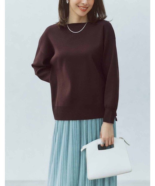 IEDIT(イディット)の「IEDIT 花粉リリース&UVカットがうれしい シルエットがきれいな上品シンプルニット(ニット/セーター・レディース・グリーン/ダークブラウン・LL/3L/M/L/S/4L)」の13枚目の写真