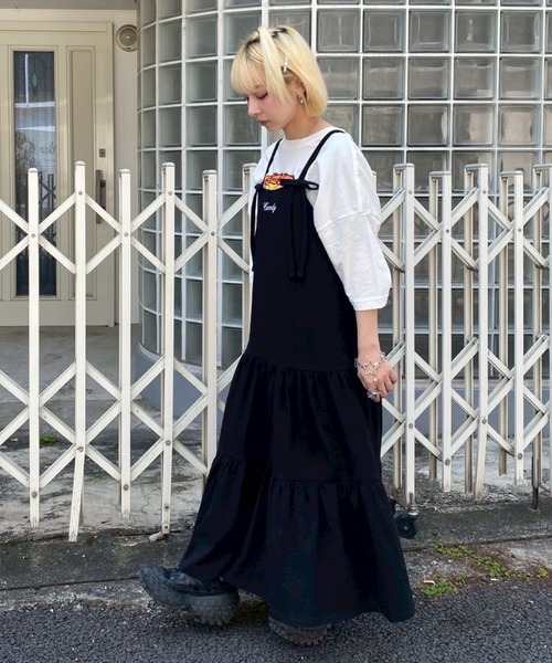 Candy Stripper（キャンディストリッパー）の「RIBBON TIERED CAMI ワンピース（ワンピース・レディース・ブラック/ブルー/ピンク・FREE）」の22枚目の写真