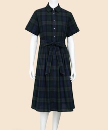 BROOKS BROTHERS（ブルックスブラザーズ）の「コットン　シアサッカー　チェック　ショートスリーブ　シャツワンピース（シャツワンピース）」