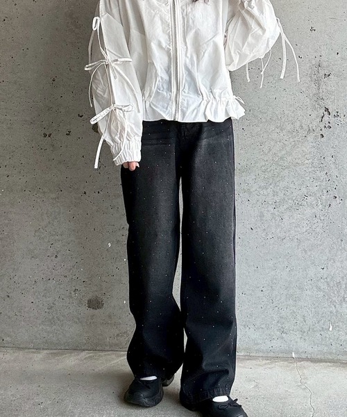 merrylatte(メリーラテ)の「低身長OK◎キラキララインストーンデニムパンツ(デニムパンツ・レディース・ブラック・SMALL)」の19枚目の写真