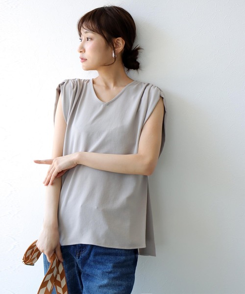 Jines(ジネス)の「ハイストレッチカルゼ ギャザーブラウス(シャツ/ブラウス・レディース・グレー/ホワイト・38)」の19枚目の写真