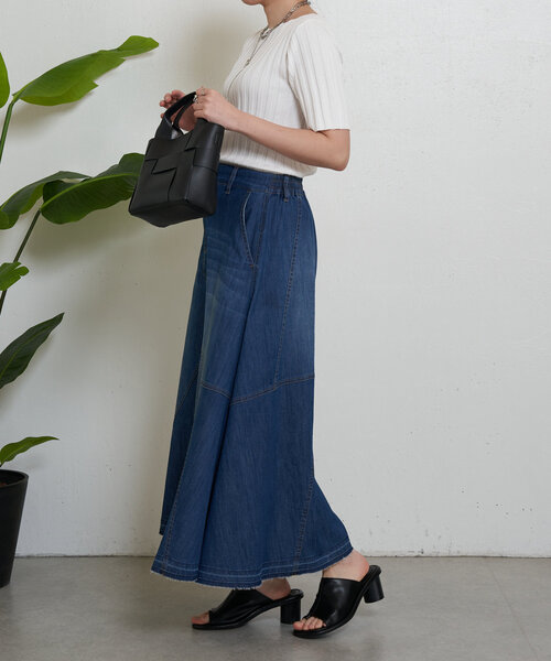 Jena espace merveilleux（ジェナ　エスパスメルヴェイユ）の「半袖リブニット（ニット/セーター・レディース・バイオレット/オフホワイト/ブラック・FREE）」の6枚目の写真