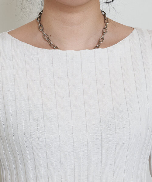 Jena espace merveilleux（ジェナ　エスパスメルヴェイユ）の「半袖リブニット（ニット/セーター・レディース・バイオレット/オフホワイト/ブラック・FREE）」の16枚目の写真