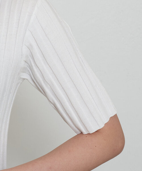 Jena espace merveilleux（ジェナ　エスパスメルヴェイユ）の「半袖リブニット（ニット/セーター・レディース・バイオレット/オフホワイト/ブラック・FREE）」の17枚目の写真