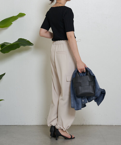 Jena espace merveilleux（ジェナ　エスパスメルヴェイユ）の「半袖リブニット（ニット/セーター・レディース・バイオレット/オフホワイト/ブラック・FREE）」の22枚目の写真