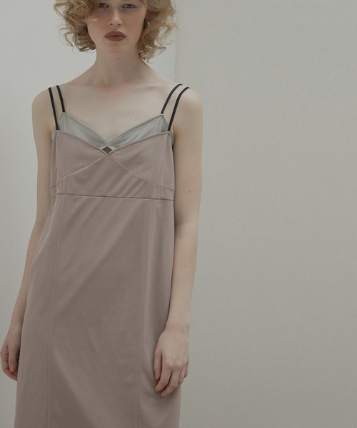 LE CIEL BLEU(ルシェルブルー)の「オーガンザ x サテンスリップドレス / Organza x Satin Slip Dress(ワンピース・レディース・ライトグレー/ライトブルー・38/36)」の1枚目の写真