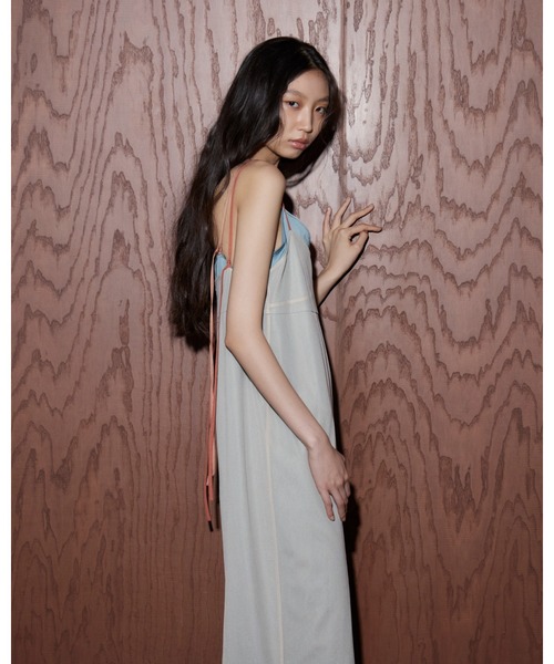 LE CIEL BLEU(ルシェルブルー)の「オーガンザ x サテンスリップドレス / Organza x Satin Slip Dress(ワンピース・レディース・ライトグレー/ライトブルー・38/36)」の2枚目の写真