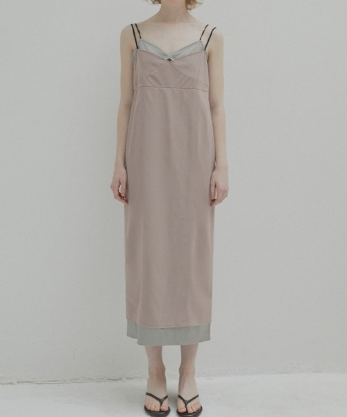 LE CIEL BLEU(ルシェルブルー)の「オーガンザ x サテンスリップドレス / Organza x Satin Slip Dress(ワンピース・レディース・ライトグレー/ライトブルー・38/36)」の5枚目の写真