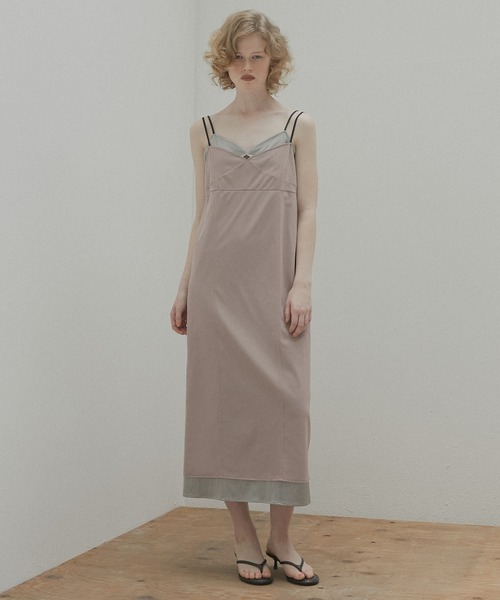 LE CIEL BLEU（ルシェルブルー）の「オーガンザ x サテンスリップドレス / Organza x Satin Slip Dress（ワンピース・レディース・ライトグレー/ライトブルー・38/36）」の14枚目の写真