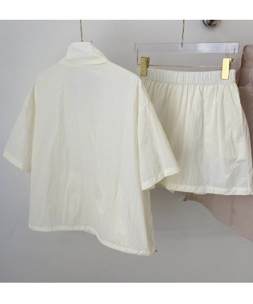 Mela(メラ)の「【セットアップ】トラックジャケット+ショートパンツ(セットアップ・レディース・ベージュ/ピンク/ホワイト/グレー/ブラック・FREE)」の15枚目の写真