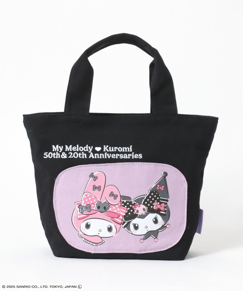 sanrio(サンリオ)の「sanrio(サンリオ)マイメロディ&クロミ周年モデル キャラクタープリント ダイカットポケットキャンバストートバッグ/ミニトート(トートバッグ・レディース・アイボリー/ブラック/ラベンダー/ピンク・FREE)」の2枚目の写真