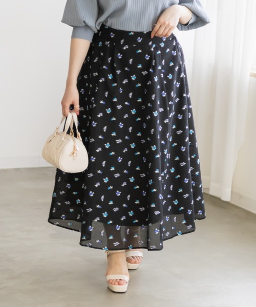 CLETTE(クレット)の「シアー花柄タックスカート(スカート・レディース・ブラック/オフホワイト・4L/3L/LL)」の17枚目の写真