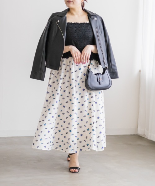 CLETTE(クレット)の「シアー花柄タックスカート(スカート・レディース・ブラック/オフホワイト・4L/3L/LL)」の20枚目の写真