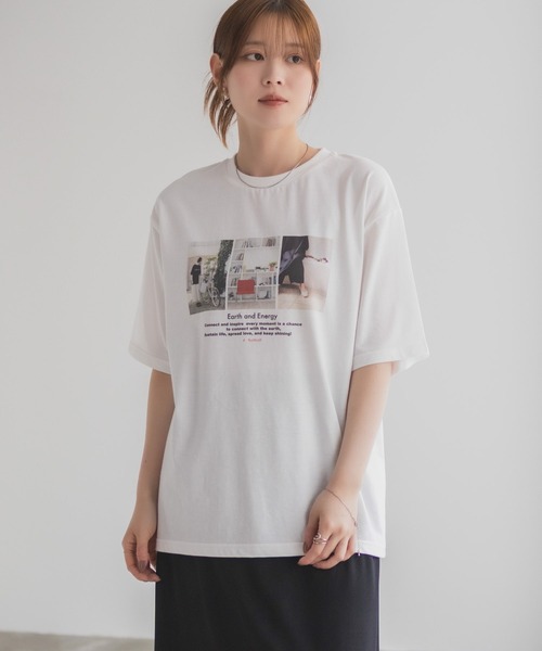 HusHusH(ハッシュアッシュ)の「HusHusH フォトプリントTシャツ(Tシャツ/カットソー・レディース・オフホワイト/ブルー/ブラック・M/L)」の5枚目の写真