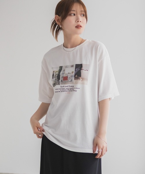 HusHusH(ハッシュアッシュ)の「HusHusH フォトプリントTシャツ(Tシャツ/カットソー・レディース・オフホワイト/ブルー/ブラック・M/L)」の4枚目の写真