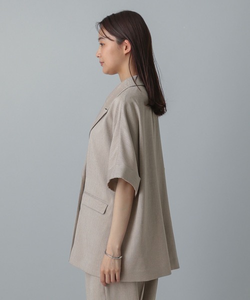 GLOBAL WORK（グローバルワーク）の「MATINEE LINE/リネンライクWジャケット半袖/495637（テーラードジャケット・レディース・ブラウン/ブラック/アイボリー・SMALL/MEDIUM/LARGE）」の18枚目の写真