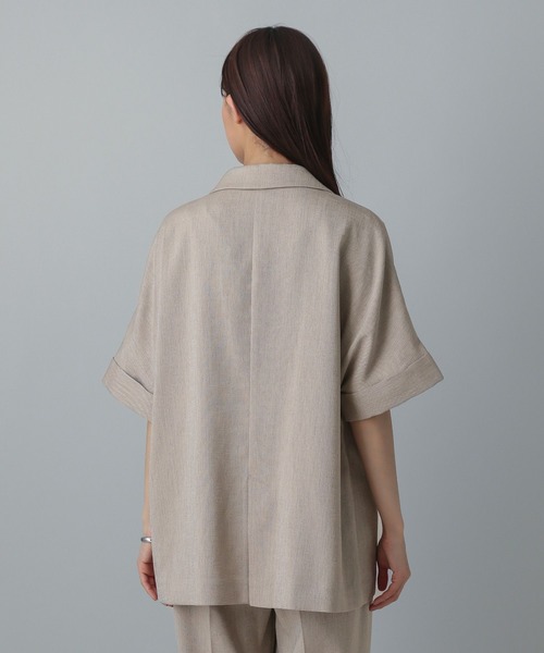 GLOBAL WORK（グローバルワーク）の「MATINEE LINE/リネンライクWジャケット半袖/495637（テーラードジャケット・レディース・ブラウン/ブラック/アイボリー・SMALL/MEDIUM/LARGE）」の7枚目の写真