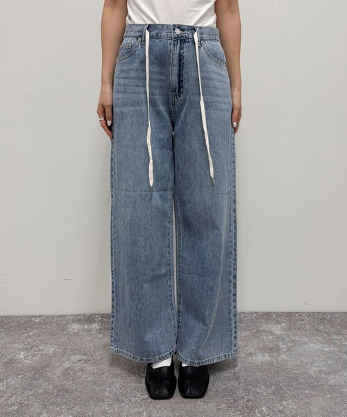 fredy emue（フレディエミュ）の「ドロストセミワイドデニムパンツ（デニムパンツ・レディース・ブルー/サックスブルー・36/38）」の4枚目の写真