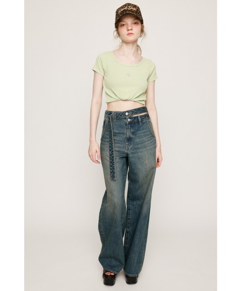 ダブル ホール ベルト ストレート パンツ【美品】 セール】DOUBLE HOLE BELT STRAIGHT PT ダブル ホール ベルト