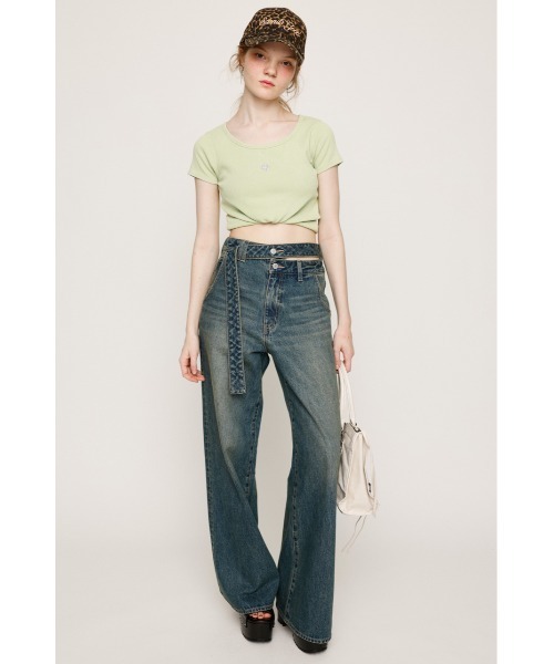 SLY（スライ）の「DOUBLE HOLE BELT STRAIGHT PT ダブル ホール ベルト ストレート パンツ（デニムパンツ・レディース・ブルー・0/1/2）」の10枚目の写真