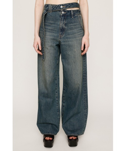 【本日出品終了】SLY デニムパンツ セール】DOUBLE HOLE BELT STRAIGHT PT ダブル ホール ベルト