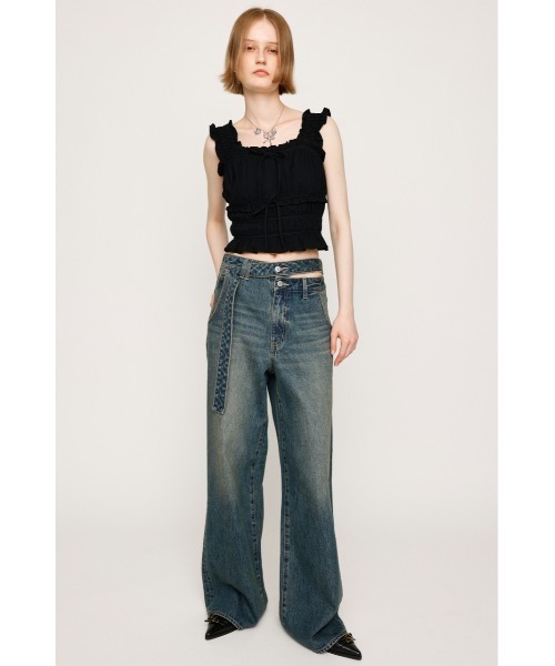 ダブル ホール ベルト ストレート パンツ【美品】 セール】DOUBLE HOLE BELT STRAIGHT PT ダブル ホール ベルト