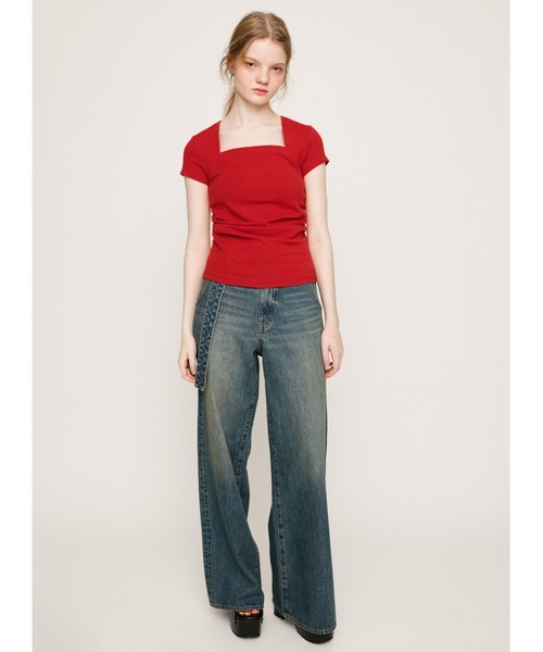 ダブル ホール ベルト ストレート パンツ【美品】 セール】DOUBLE HOLE BELT STRAIGHT PT ダブル ホール ベルト