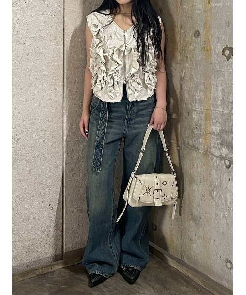 ダブル ホール ベルト ストレート パンツ【美品】 セール】DOUBLE HOLE BELT STRAIGHT PT ダブル ホール ベルト
