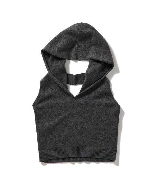 トップス PERVERZE Cropped Hoodie Knit Top PERVERZE（パーバーズ）の「Cropped Hoodie Knit Top（Tシャツ