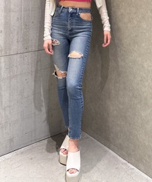 GYDA | ハイウエストcut out poketダメージスキニーデニムパンツ(デニムパンツ)
