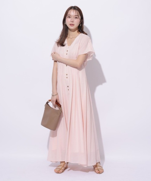 Mystrada(マイストラーダ)の「ゆるタックリネンワンピース(ワンピース・レディース・ブラック/ブラウン/ホワイト/ピンク/ドット・34/36/38)」の6枚目の写真
