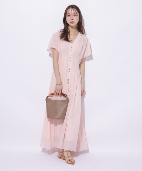 Mystrada(マイストラーダ)の「ゆるタックリネンワンピース(ワンピース・レディース・ブラック/ブラウン/ホワイト/ピンク/ドット・34/36/38)」の7枚目の写真